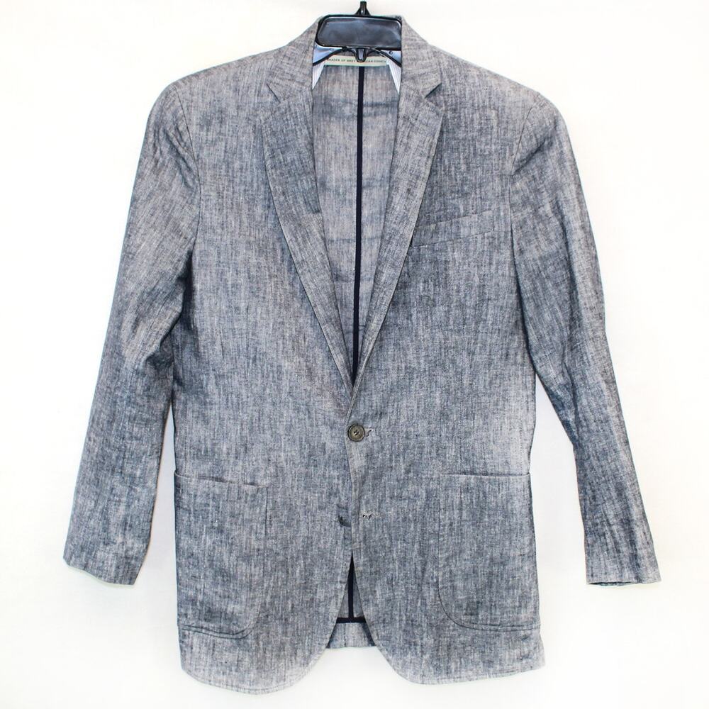 Shades Of Grey by Micah Cohen Linen Cotton Blazer Button Pocket Size 38